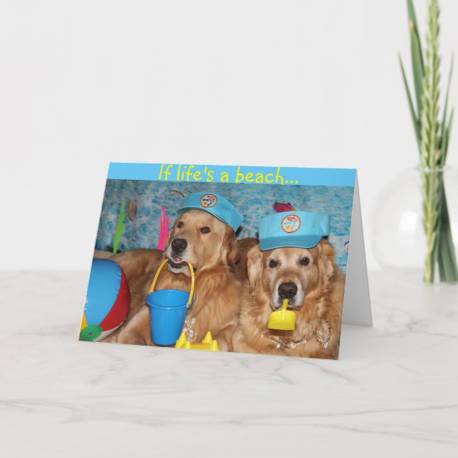 Golden Retriever Life is a Beach Friendship Thank You Card (Front)