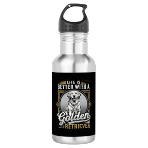 Golden Retriever Life Is Better Dog 532 Ml Water Bottle