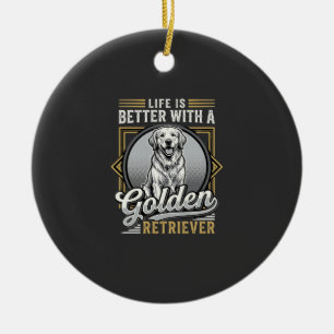 Golden Retriever Life Is Better Dog Ceramic Tree Decoration