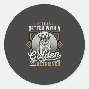 Golden Retriever Life Is Better Dog Classic Round Sticker