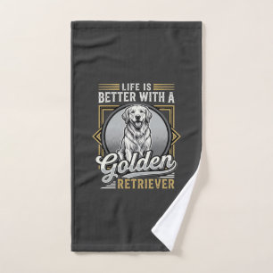 Golden Retriever Life Is Better Dog Hand Towel