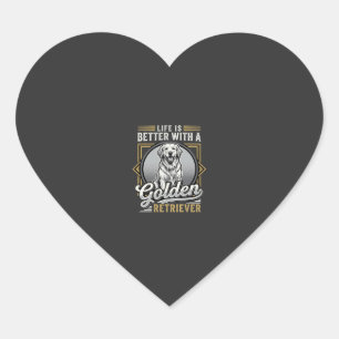 Golden Retriever Life Is Better Dog Heart Sticker