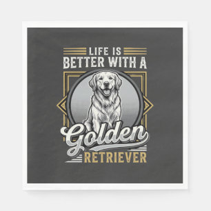 Golden Retriever Life Is Better Dog Napkin