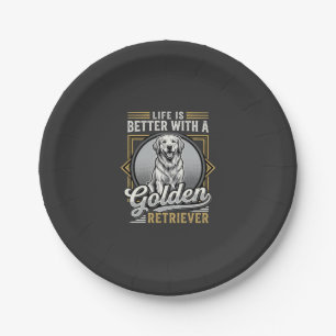 Golden Retriever Life Is Better Dog Paper Plate