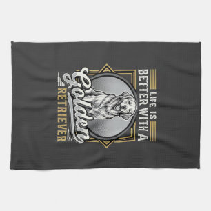 Golden Retriever Life Is Better Dog Tea Towel