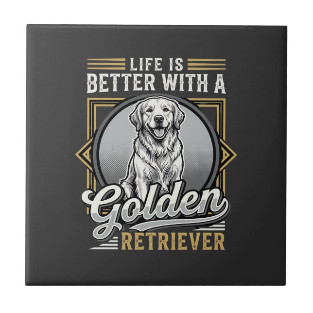 Golden Retriever Life Is Better Dog Tile (Front)