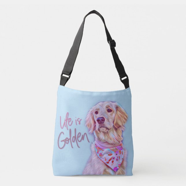 Golden Retriever - Life is Golden Crossbody Bag (Front)