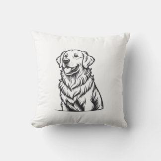 Golden Retriever Line Art Throw Pillow