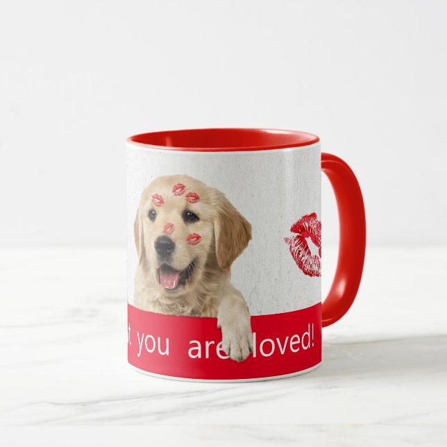 Golden Retriever lipstick kisses Mug (Front Right)