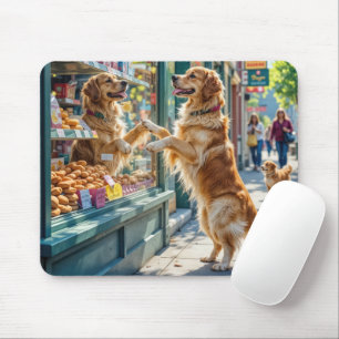 Golden Retriever Looking Into a Bakery Window Mouse Mat