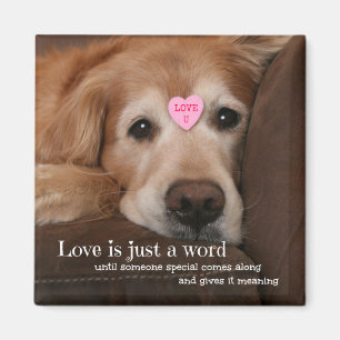 Golden Retriever Love Is Just a Word Valentine Magnet