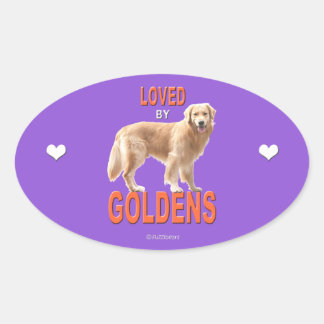Golden Retriever 'Love' Oval Sticker