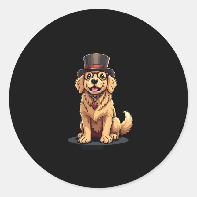 Golden Retriever Lover Dog Golden Retrievers Top H Classic Round Sticker (Front)