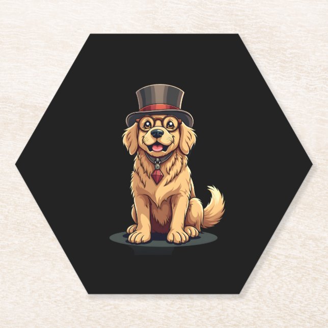 Golden Retriever Lover Dog Golden Retrievers Top H Paper Coaster (Front)