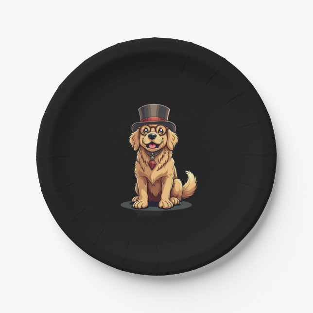 Golden Retriever Lover Dog Golden Retrievers Top H Paper Plate (Front)