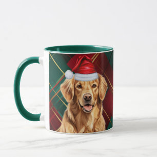 Golden Retriever Lover Holiday Plaid Christmas Mug