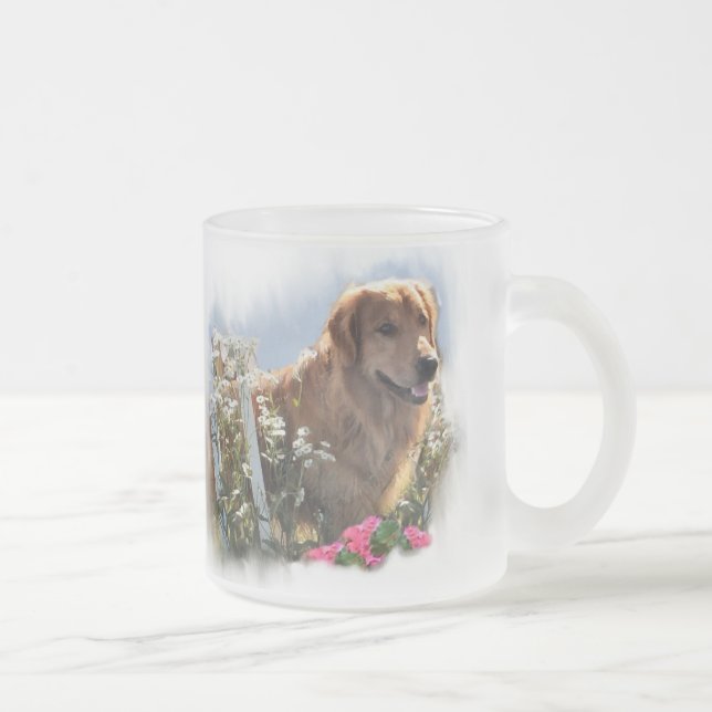 Golden Retriever Lovers Gifts Frosted Glass Coffee Mug (Right)