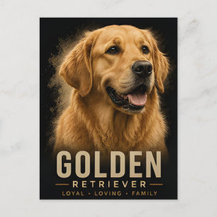 Golden Retriever Loyal Loving Family Dog Portrait Postcard