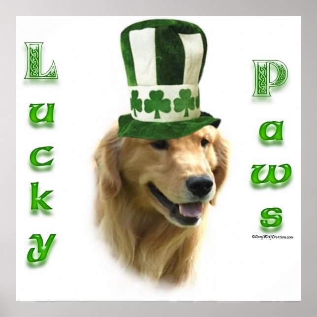 Golden Retriever Lucky Paws Poster (Front)