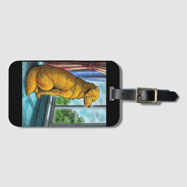 golden retriever luggage tag (Front Horizontal)