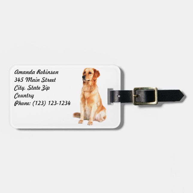 Golden Retriever Luggage Tag (Front Horizontal)