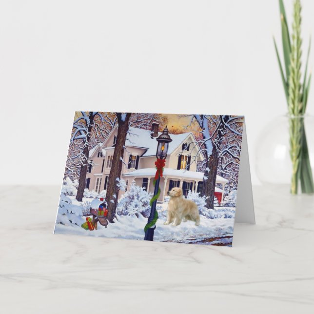 Golden Retriever Mail Box Christmas Card (Front)