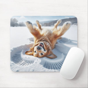 Golden Retriever Make a Snow Angel Mouse Mat