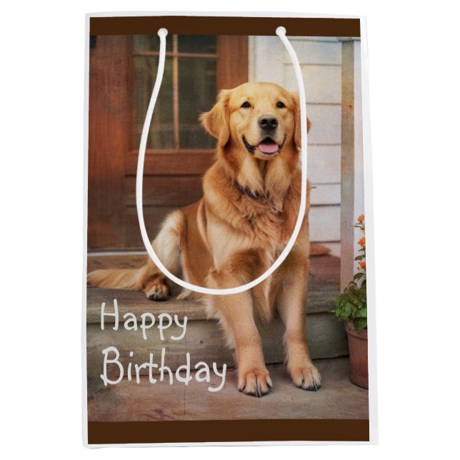 Golden Retriever Medium Gift Bag (Front)