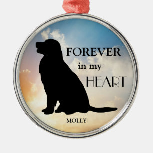 Golden Retriever Memorial Custom Name Silhouette Metal Tree Decoration