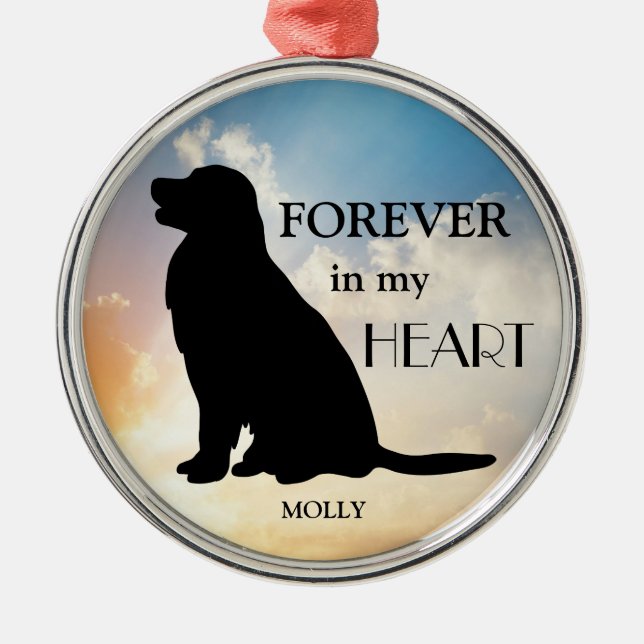 Golden Retriever Memorial Custom Name Silhouette Metal Tree Decoration (Front)