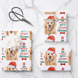 Golden Retriever Merry Christmas Cute Dog Lover Wrapping Paper Sheet