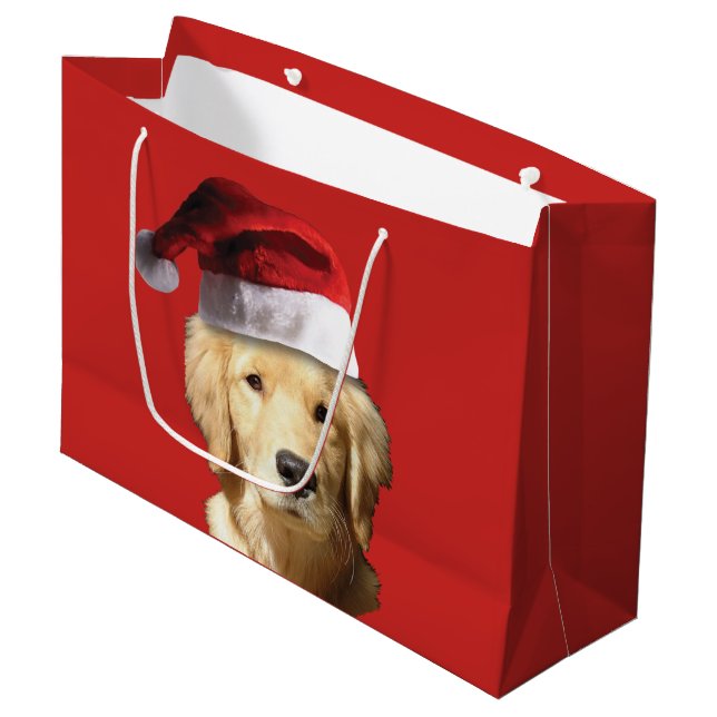 Golden Retriever Merry Christmas Gift Bag (Front Angled)