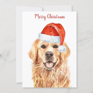 Golden Retriever Merry Christmas Puppy Dog Holiday Card