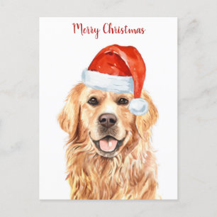 Golden Retriever Merry Christmas Puppy Dog Holiday Postcard