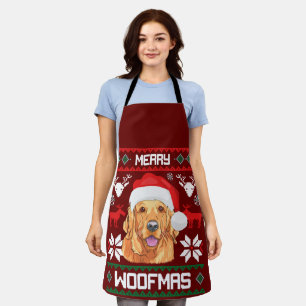 Golden Retriever Merry Woofmas Sweatshirt Dog Apron