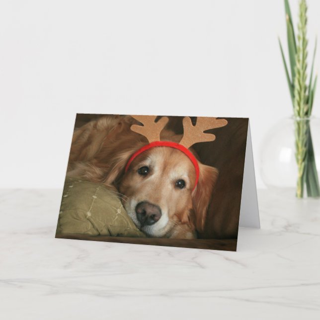 Golden Retriever Miss You Christmas Holiday Card (Front)