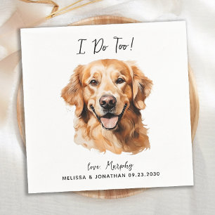 Golden Retriever Modern Dog Wedding Cocktail Napkin