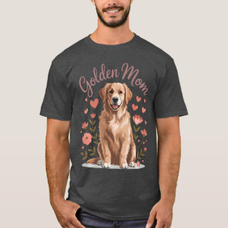 Golden Retriever Mom Feminine Floral Lover Dog Wom T-Shirt
