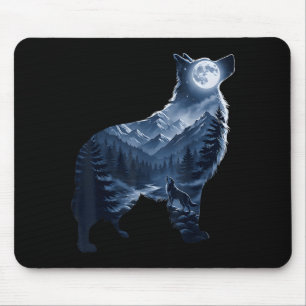 Golden retriever moonlit mountain forest dog mouse mat