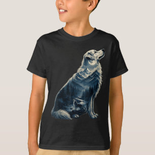 Golden retriever moonlit mountain wilderness dog T-Shirt