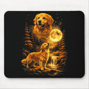 Golden Retriever Moonlit Night Art Dog Howling At Mouse Mat