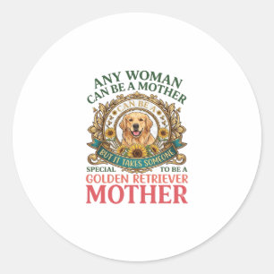 Golden Retriever Mother Dog Sunflowers Bees_1 Classic Round Sticker