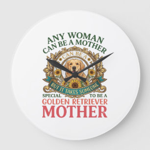 Golden Retriever Mother Dog Sunflowers Bees_1 Large Clock