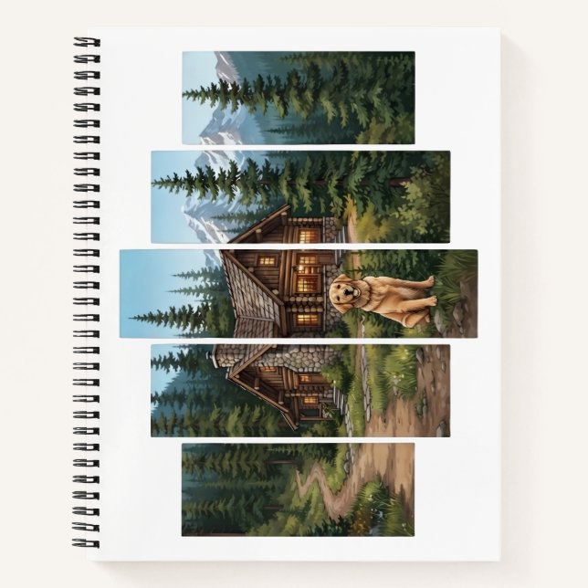 Golden Retriever Mountain Cabin dog Notebook (Front)