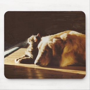 Golden Retriever Mousepad Cat Best Buddies