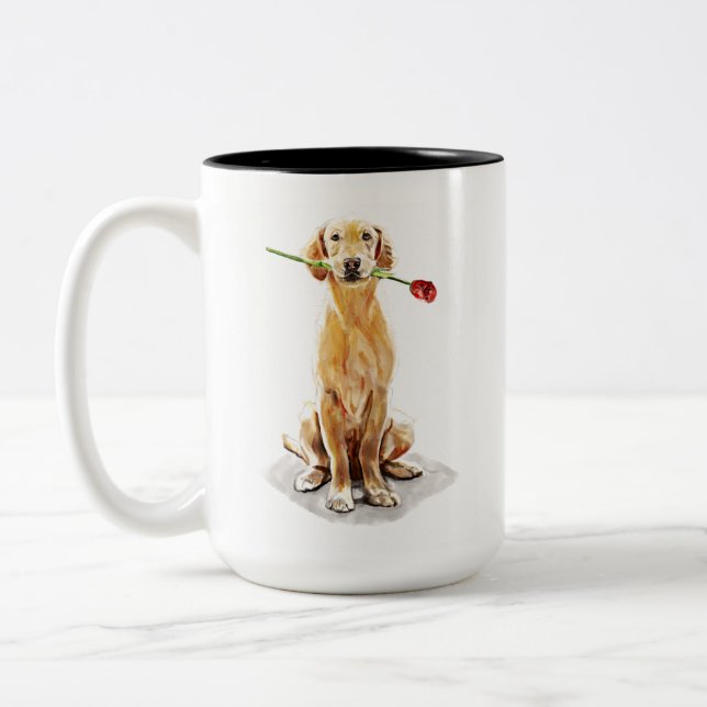 Golden Retriever Mug – Hand Drawn Dog Coffee Mug (Left)