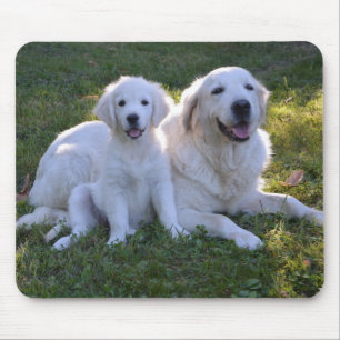 Golden Retriever Mum and Puppy Mouse Mat