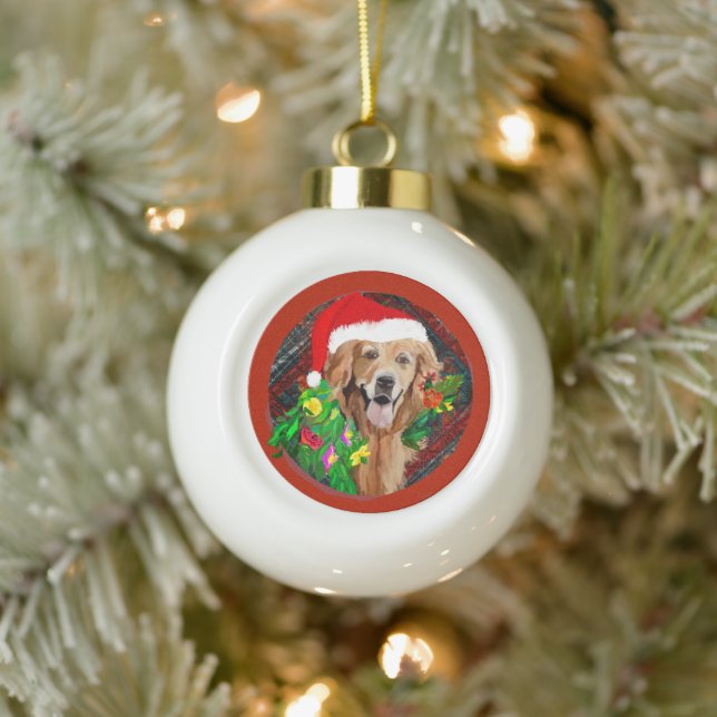 Golden Retriever Mum Cute Dog Breed Ceramic Ball Christmas Ornament (Tree)