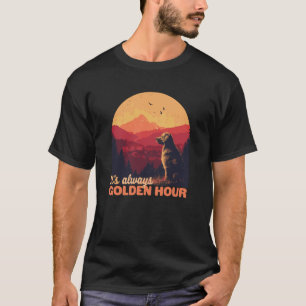 Golden Retriever Mum Dad Golden Sunset Dog Lover T-Shirt