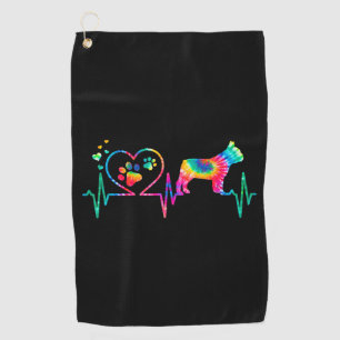 Golden Retriever Mum Dad Heartbeat Tie Dye Bulldog Golf Towel